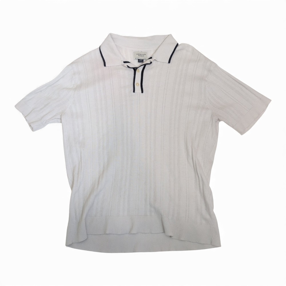 American Eagle Outfitters Men's White Short Sleeve Polo - Size M